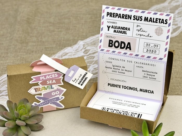 Invitación de boda - MALETA VIAJE   (39618 B)