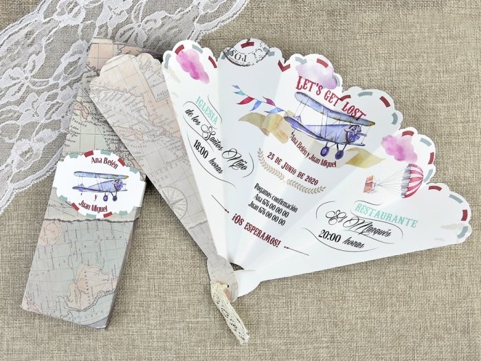 Invitación de boda - ABANICO MAPA MUNDO (C39620G) Invitación de boda - ABANICO MAPA MUNDO (C39620G)