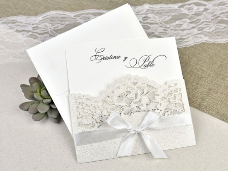 Invitación de boda - ELEGANTE ENCAJE CORTE LASER  (C62139F)
