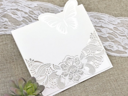 Invitación de boda CORTE LASER MARIPOSA 39624