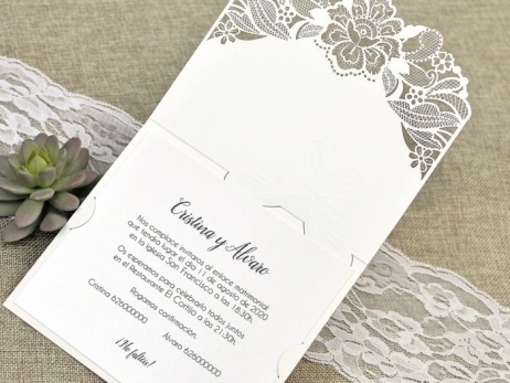 Invitación de boda - CORTE LASER MARIPOSA   (39624 D)