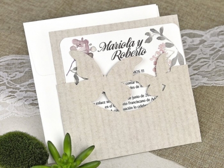 Invitación de boda MARIPOSAS Y FLORES 39626