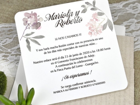 Invitación de boda - MARIPOSAS Y FLORES   (C62639)