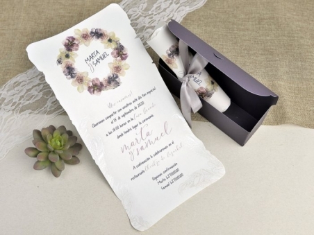 Invitación de boda PERGAMINO FLORAL 39627