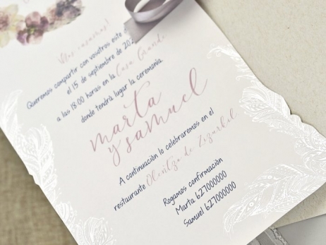 Invitación de boda - PERGAMINO FLORAL   (39627 C)