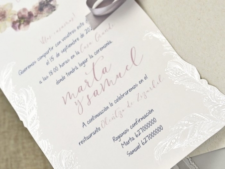 Invitación de boda PERGAMINO FLORAL 39627