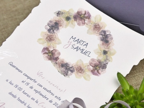 Invitación de boda - PERGAMINO FLORAL   (39627 C)