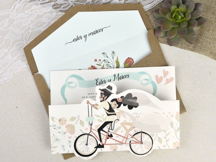 Invitación de boda - NOVIOS BICICLETA   (39629 C)