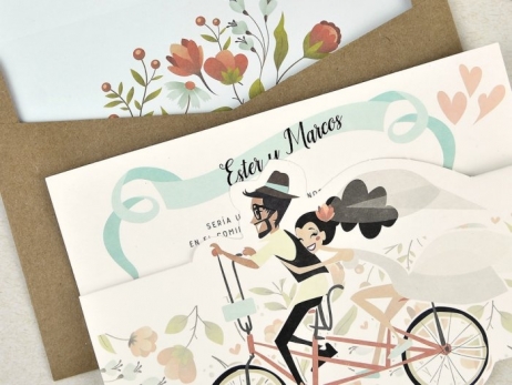 Invitación de boda - NOVIOS BICICLETA   (39629 C)