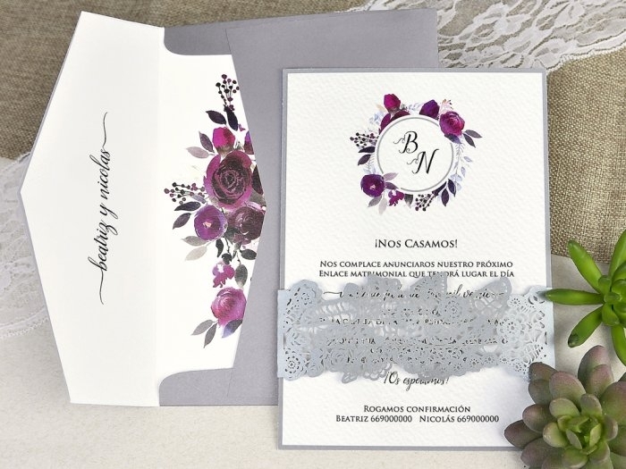 Invitación de boda - CENEFA Y FLORES   (39630 D)