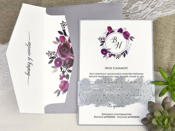 Invitación de boda - CENEFA Y FLORES (C39630D) Invitación de boda - CENEFA Y FLORES (C39630D)