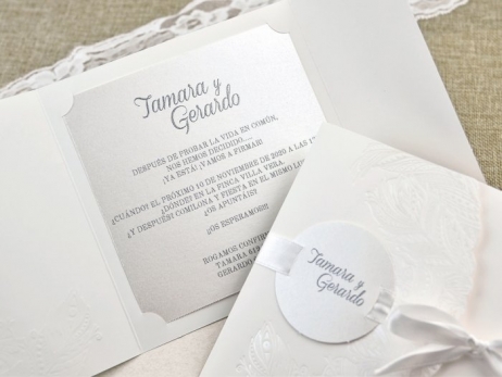 Invitación de boda - ELEGANTE PLUMAS   (39635 E)