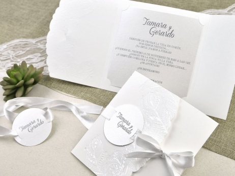 Invitación de boda - ELEGANTE PLUMAS   (39635 E)