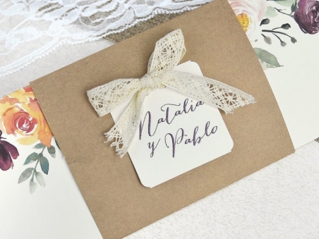 Invitación de boda KRAFT FLORAL 39637