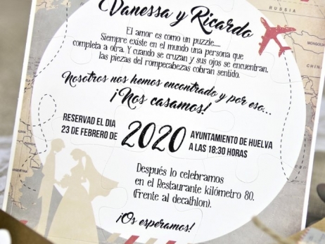 Invitación de boda - PUZZLE VIAJERO   (39639 C)