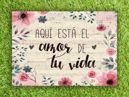 Cartel para boda - AQUÍ ESTA EL AMOR 