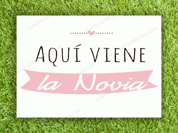 Cartel para boda - AQUÍ VIENE LA NOVIA (colección Moderna 2)