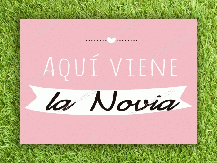 Cartel para boda - AQUÍ VIENE LA NOVIA  2 (colección Moderna 2)