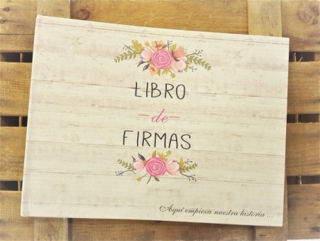 Libro de firmas - FLORAL CARD MADERA