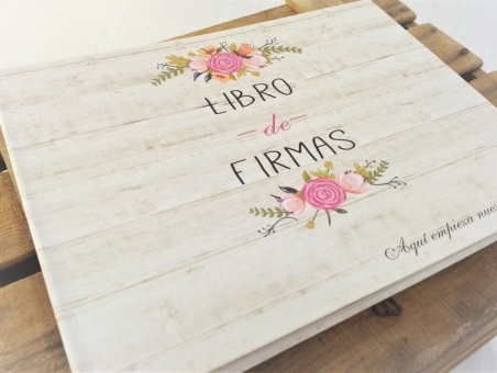 Libro de firmas - FLORAL CARD MADERA