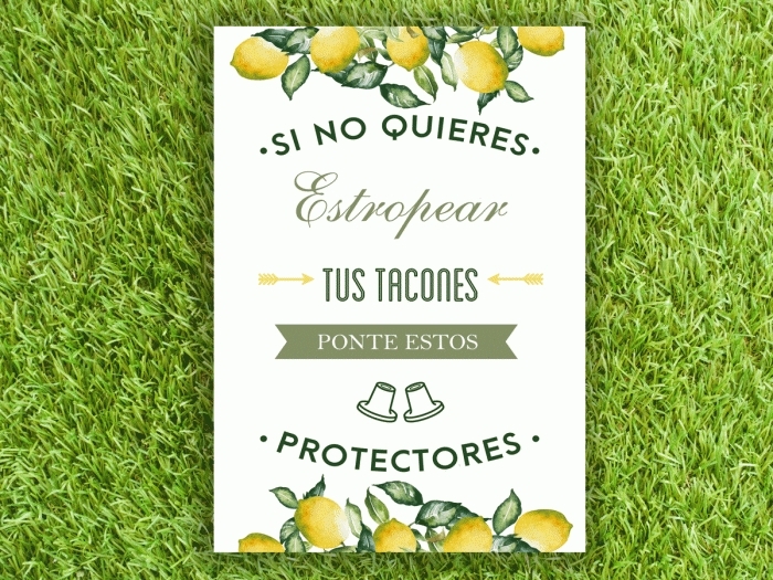 Cartel para Cubre Tacones Protectores de tacón de boda modelo LIMONES