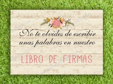 Cartel para boda - PARA LIBRO DE FIRMAS (coleccion Floral Card)