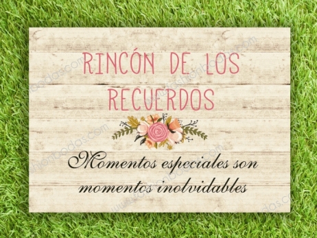 Cartel para boda - RINCÓN DE LOS RECUERDOS (coleccion Floral Card)