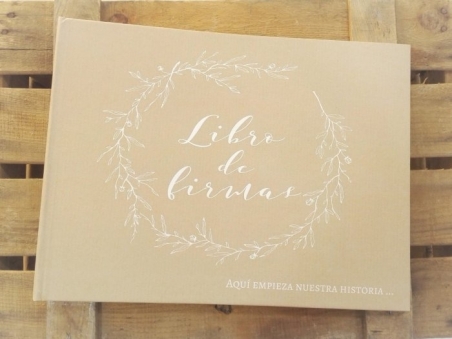 Libro de firmas KRAFT CON CORONA FLORAL