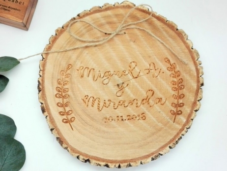 DECORACION PARA BODAS - Porta alianzas madera personalizado