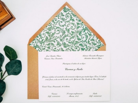 Invitacion de boda clasica - ORNAMENTAL TONOS VERDES ref. love1