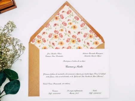 Invitacion de boda clasica - FLORAL ref. love6