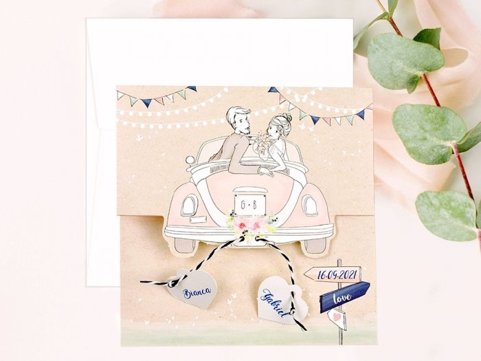 Invitación de boda - PAREJA EN COCHE (C70039) Invitación de boda - PAREJA EN COCHE (C70039)
