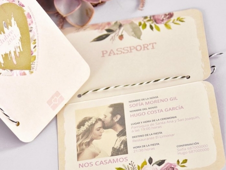 Invitación de boda - PASAPORTE CORAZON RASCA   (39701 D)