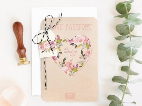 Invitación de boda PASAPORTE CORAZON RASCA 39701