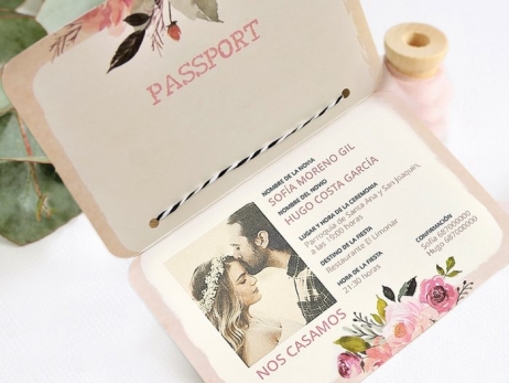 Invitación de boda - PASAPORTE CORAZON RASCA   (39701 D)