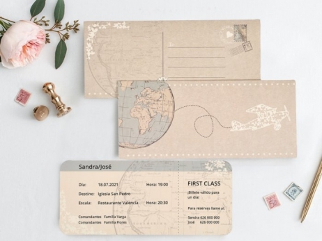 Invitación de boda - BILLETE DE AVIÓN   (C39704AA)