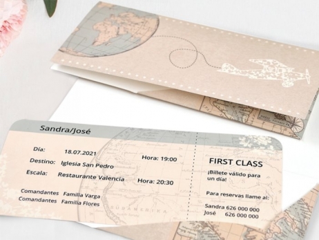 Invitación de boda - BILLETE DE AVIÓN   (C39704AA)