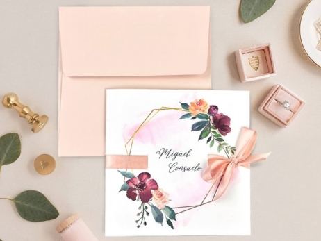 Invitación de boda - MODERNA FLORES ACUARELA   (39708 C)