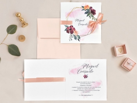 Invitación de boda - MODERNA FLORES ACUARELA   (39708 C)