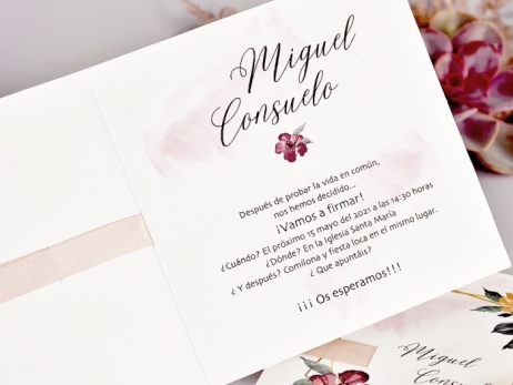 Invitación de boda - MODERNA FLORES ACUARELA   (39708 C)