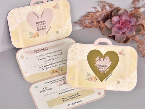 Invitación de boda - MALETA DE VIAJE RASCA   (39710 D)