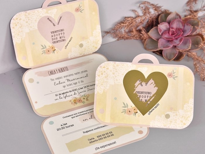 Invitación de boda - MALETA DE VIAJE RASCA   (39710 D)