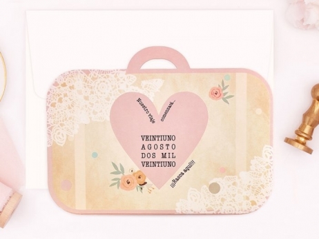 Invitación de boda - MALETA DE VIAJE RASCA   (C39710D)