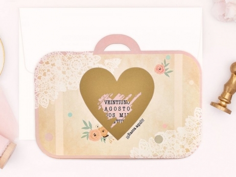 Invitación de boda - MALETA DE VIAJE RASCA   (C39710D)