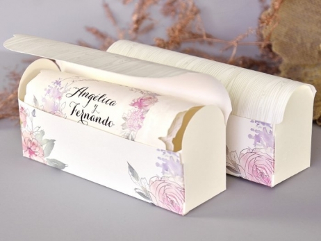 Invitación de boda - CAJA PERGAMINO CON FLORES  (39712 D)