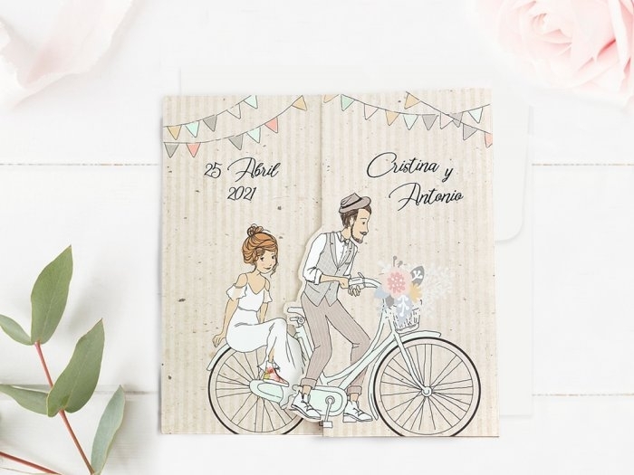Invitación de boda - PAPI Y MAMI EN BICI (C39714B) Invitación de boda - PAPI Y MAMI EN BICI (C39714B)