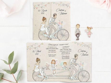 Invitación de boda - PAPI Y MAMI EN BICI   (39714 B)