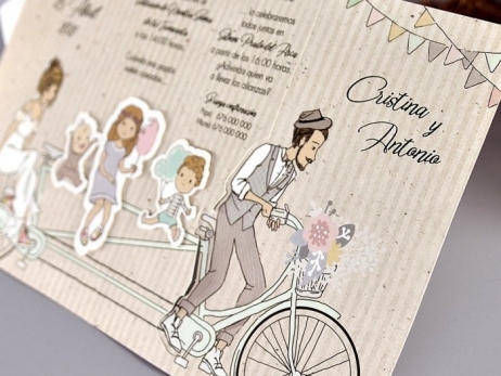 Invitación de boda - PAPI Y MAMI EN BICI   (39714 B)