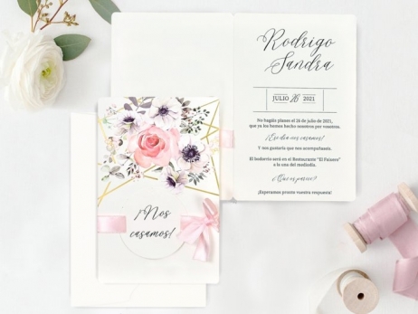 Invitación de boda - ROMANTICA FLORES   (39723 C)