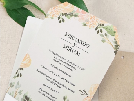 Invitación de boda - FLORES ACUARELA   (39727 B)